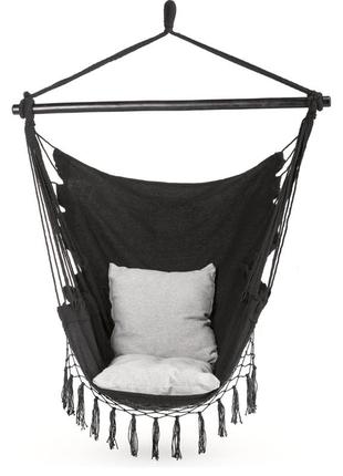 Подвесное кресло-качеля бразильское кресло - гамак outtec boho xxl черный до 140 кг4 фото