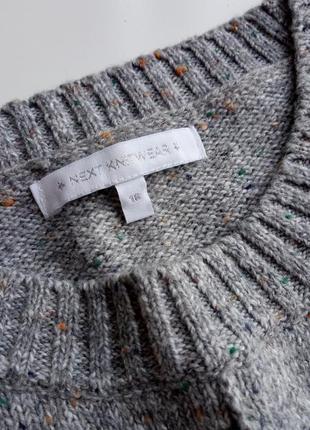 Теплый вязаный серый трикотажный свитер7 фото