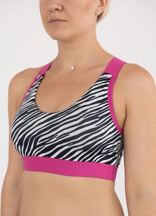 Жіночий спортивний топік з малиновими вставками - зебра