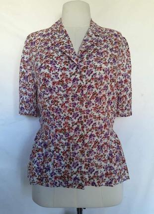 100% вискоза, женская блуза, блузка, натуральная, вискозная рубашка, штапель. мелкий цветок