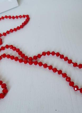 Буси-намисто на шию яскраво червоні 1,2м3 фото
