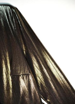Стильное платье с напылением золото/эффект металлик, платье на запах3 фото