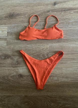 Шикарный, купальник, ярко оранжевого цвета, от бренда: shein👌2 фото