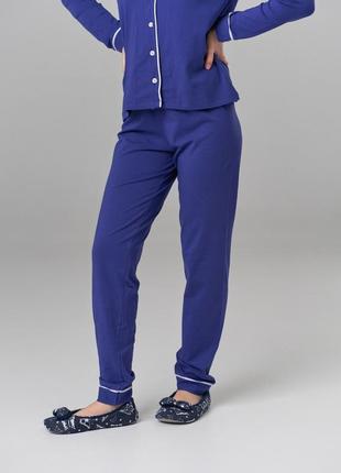 Жіночий комплект зі штанами ozkan - однотонний синій5 фото