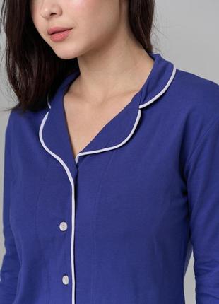 Жіночий комплект зі штанами ozkan - однотонний синій4 фото