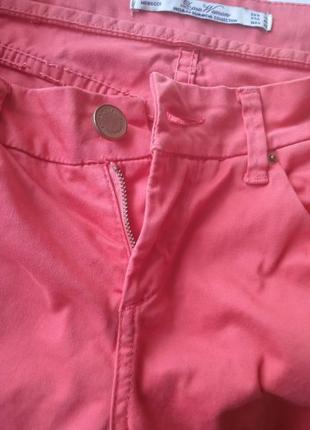 Брендовые штаны ,джинсы цветные кораллового цвета стрейчевые zara woman4 фото