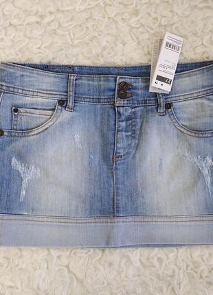 Стильная джинсовая мини юбка юбка sisley, италия, р.s/m1 фото