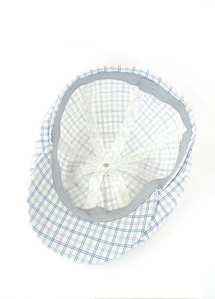 Восьмиклинка кепка клетчатая хулиганка летняя белая в клеточку 58-59 59-60 острые...