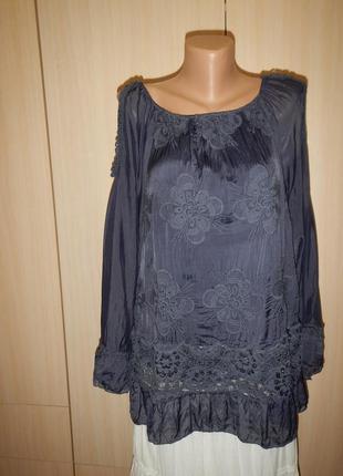 Блуза с открытыми плечами бохо этно шелк, вискоза италия1 фото