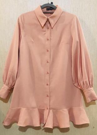 Сукня-сорочка на ґудзиках персикового кольору1 фото