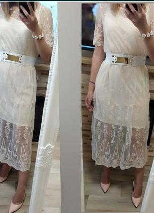 Меди платье двойная сетка вышивка