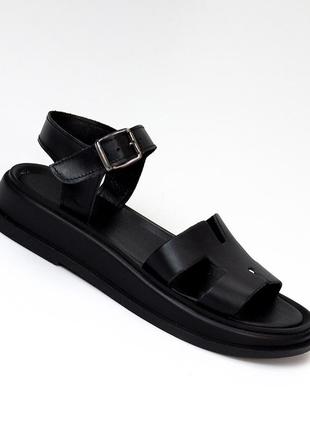 Босоножки сандали натуральная кожа кожаные на высокой подошве платформе черные натуральная кожа5 фото