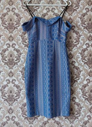 Стильна синя мереживна сукня , плаття river island1 фото