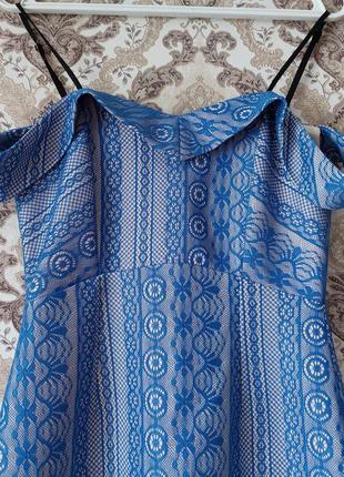 Стильна синя мереживна сукня , плаття river island3 фото