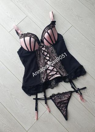 Корсет стринги набор сексуальный эротический нижнее белье рубашка пеньюар комбинация love&...