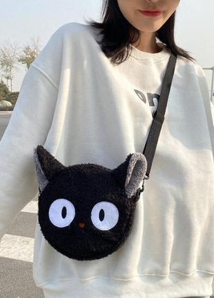 Женская сумка котик 18х16 см черная7 фото