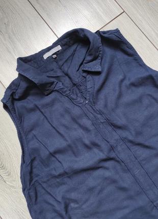Синяя блуза блузка без рукавов2 фото