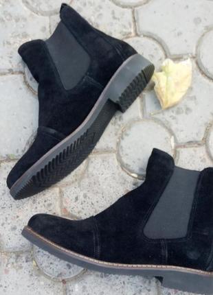 Черные зашевые челси, деми ботинки замша6 фото