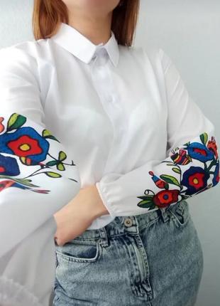 Розкішна сорочка-вишиванка з принтом🕊1 фото