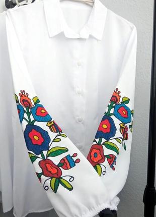 Розкішна сорочка-вишиванка з принтом🕊3 фото