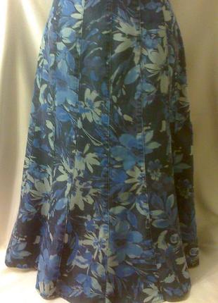 Легкая котоновая юбка с цветочным принтом  marks & spencer3 фото