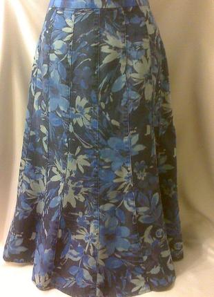 Легкая котоновая юбка с цветочным принтом  marks & spencer4 фото