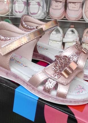 Розовые босоножки сандалии для девочки с пяткой3 фото