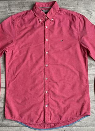 Сорочка\рубашка tommy hilfiger cotton linen pink shirt