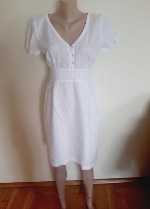 Льняное белое платье1 фото