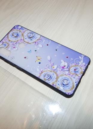 Чехол для xiaomi redmi note 5 pro стразы блёстки tpu+glass