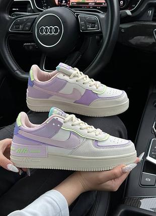Жіночі кросівки nike air force 1 shadow beige violet