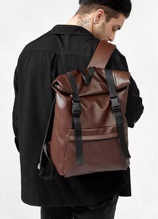 Рюкзак ролл sambag унісекс rolltop milton шоколадний6 фото