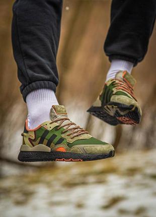 Мужские кроссовки adidas nite jogger boost core black orange dark green 40-41-42-43-44-456 фото