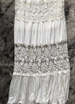 Платье платье в пол кружевное белое3 фото