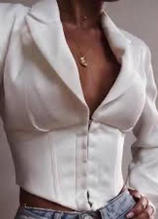 Женский трендовый винтажный укороченный пиджак misspap подплечники, блейзер в стиле боди
