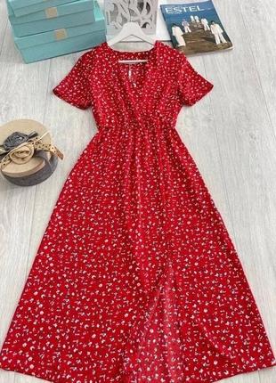 Платье, красная, натуральная ткань