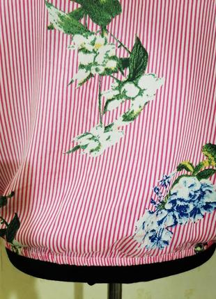 Блуза вискоза индия в полоску цветочек4 фото