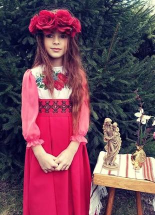 Ексклюзивна сукня плаття вишиванка ручна робота бісер для дівчинки 5-9р1 фото