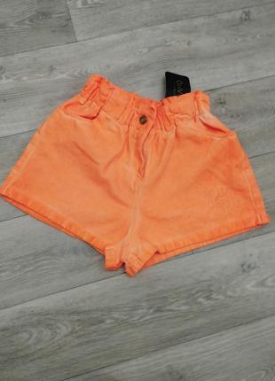 Стильные женские джинсовые шорты ярко оранжевого цвета olavoga