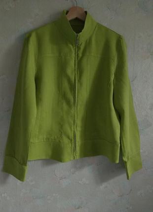 Женский летний льняной жакет куртка marks & spencer usky10 s 44р., лен, салатовый