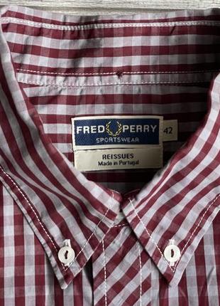 Сорочка\рубашка fred perry reissues ss burgundy gingham shirt3 фото