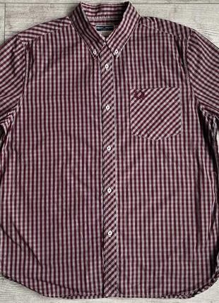 Сорочка\рубашка fred perry reissues ss burgundy gingham shirt1 фото