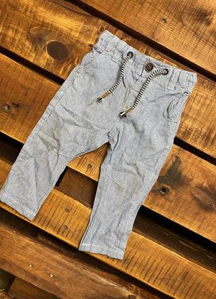 Детские полосатые штаны (брюки) next (некст 6-9 мес 68-74 см оригинал бело-голубые)
