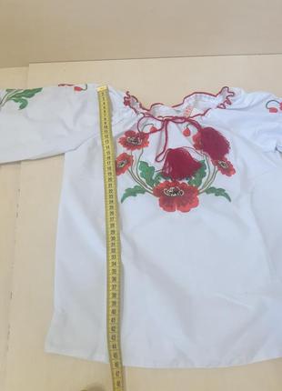 Хлопковая рубашка вышиванка для девочки маки р.122 128 1346 фото
