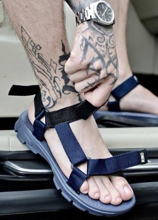 Мужские функциональные сандали на липучках rino в темно синем цвете.
