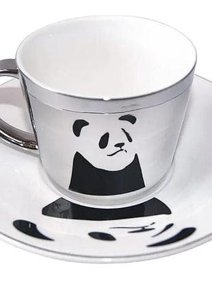 Чашка з блюдцем дзеркальна панда, 250 мл