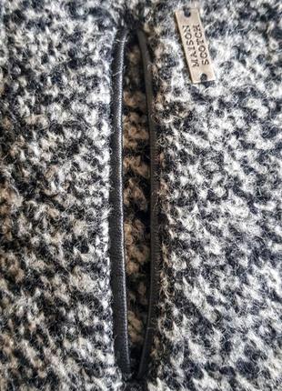 Шикарное брендовое рябое серое пальто на пуговице "кудлатое 35%шерсти5 фото