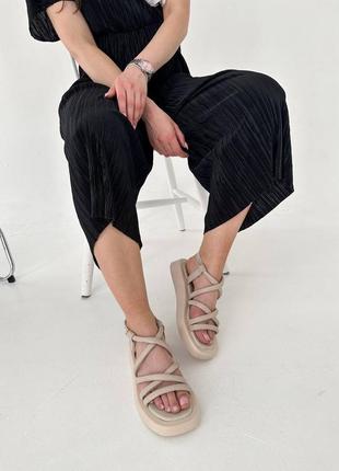 Стильные коричневые женские босоножки/сандали на толстой подошве кожаные/кожа - женская обувь на лето5 фото