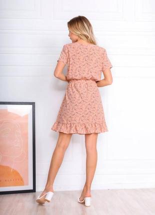 Летнее платье короткое женское цвет пудровый с цветочным принтом софт 42-44, 44-463 фото