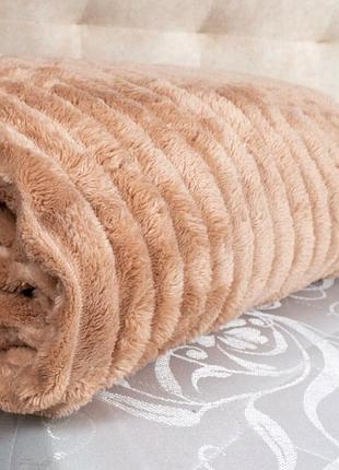 Плед покривало полоска велюр; 2×230 шарпей
бежевий